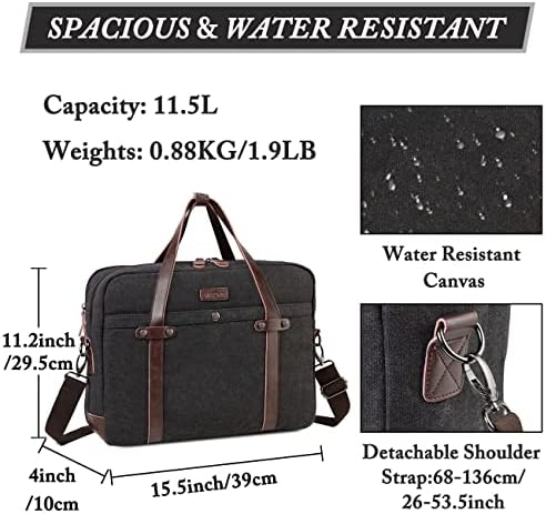 Vaschy Laptop torba za muškarce, vintage platna otporna na vodu od 15,6 inča vrećice za glasniku