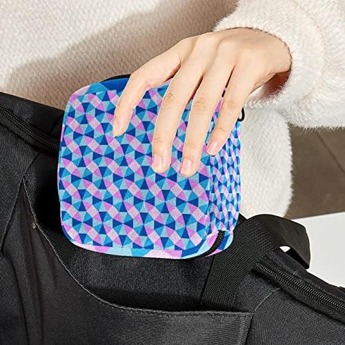 Plava ružičasta pastelna geometrijska optička pozadinska vrećica, prijenosna torba za skladištenje tampona za sanitarne salvete,