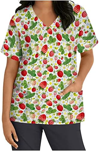 Cvjetna bluza za juniorke kratki rukav duboki izrez radna odora od spandeksa vrhovi za tinejdžerice 5 inča