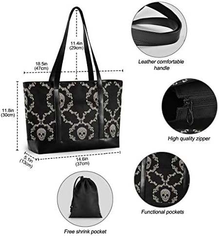 Lubanja crna torba za prijenosno računalo, odgovara 15,6 inčni laptop, ženski lagana platna kožna torba torba za torba
