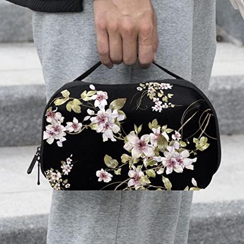 Kozmetička torba za žene, preslatke prostrane vodootporne putne kozmetičke torbe ružičasto cvijeće Crna toaletna torba Pribor