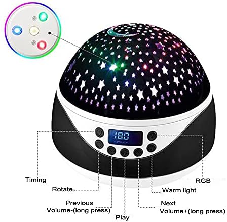Debela LED noćna svjetiljka s automatskim rotacijskim projektorom, Automatska rotacija projektora, Reprodukcija glazbe s