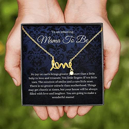 Kartica s porukama, ručno izrađena ogrlica- Personalizirana poklon ljubav, poklon za trudnoću za prijatelja, poklon za prvi