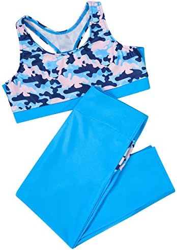 Kaerm Kids Girls tiskao je sportsku odjeću Criss Cross Racerback Crop Crop Top hlače za nogu znoja