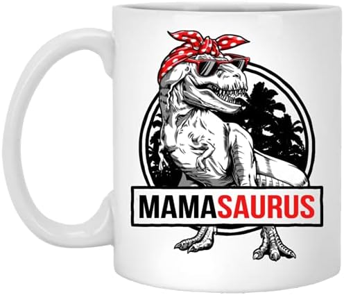 Mamina šalica-dinosaurus Mamasaurus Tiranosaur Recks smiješna obiteljska šalica za Majčin dan / Očev dan-obiteljska šalica