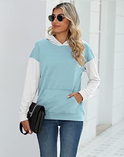 Ticticmimi ženske ležerne kapuljače dugi rukavi Blok pulover Tops Slatka labava dukserica s džepovima