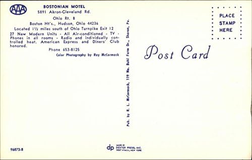Bostonijski motel Hudson, Ohio OH Originalni vintage razglednica