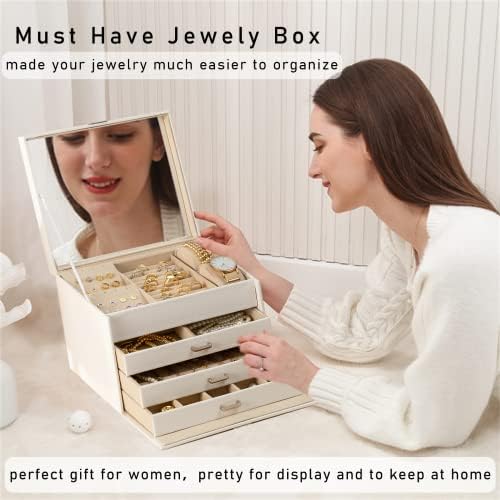 Sive kutije za nakit za žene, 4 sloja organizator za skladištenje nakita, ideja za poklon, mala kutija za zaključavanje velikog