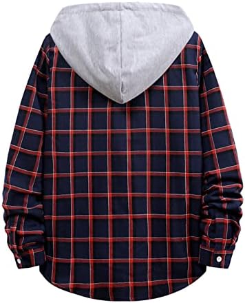 Xzhdd jakne s kapuljačama s kapuljačom košulje za muške, opruga provjerena gumb dolje dugačka rukav odjeća labava ležerna