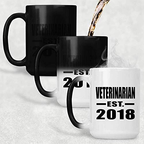 Dizajnirajte veterinari Upravljeni EST. 2018., 15oz boja za promjenu šalice osjetljive magične ručke čajne čajnice, pokloni