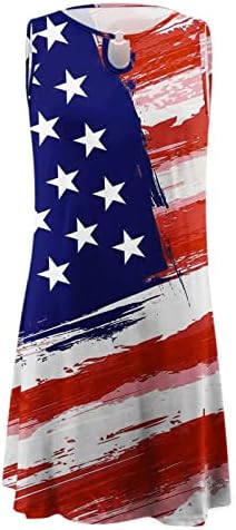 haljina za žene 4. srpnja, ležerna ljetna haljina za plažu s ključanicom američke zastave, sarafani bez rukava s okruglim