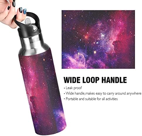 Glapy Galaxy svemirska boca vode, boca vode od 32 oz s slamnastim poklopcem izoliranim nehrđajućim čelikom, za trčanje, hodanje,