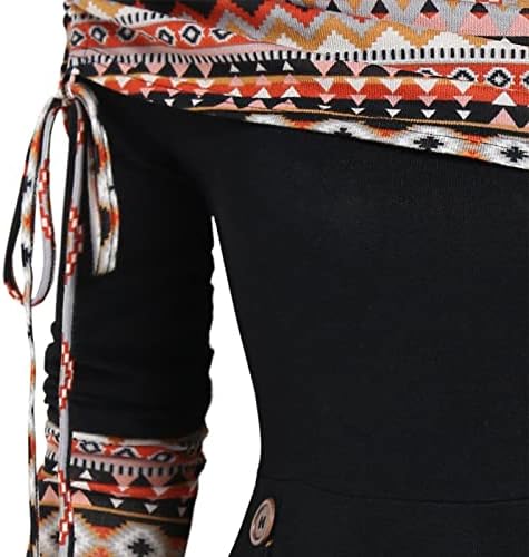 Haljina za džemper nokmopo za žene kabriolet vrat cinked prugasti traka haljina s linijom dugih rukava za žene