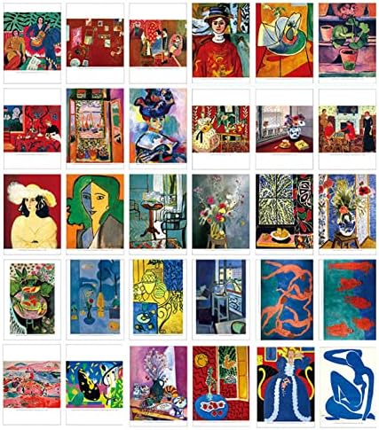 Prekrasne umjetničke razglednice Set od 30 Henri Matisse Različite sorte Pack Poznati slikarski krajolik, 4 x 6 inča
