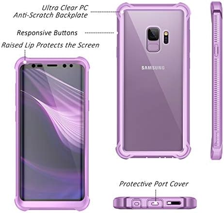 Slučaj Dexnor Galaxy S9 s zaštitnikom zaslona Clear Vojni stupanj, robusni 360 zaštitnički zaštitni šok, otporni na stražnji