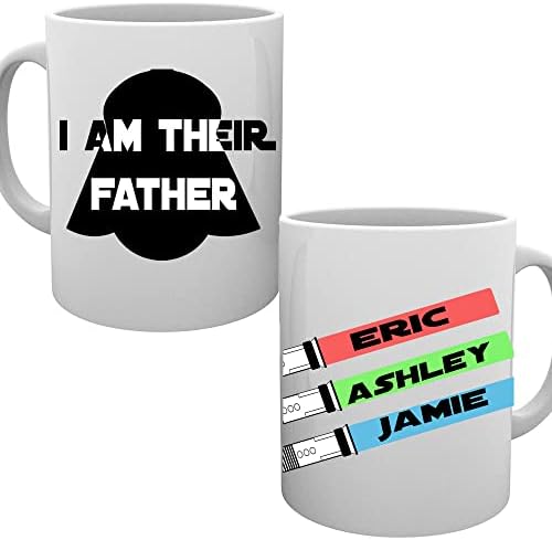 Personalizirano, ja sam njihova šalica za kavu za otac - Galaxy Mač Dan oca za rođendan Poklon Ceramička šalica s prilagođenim