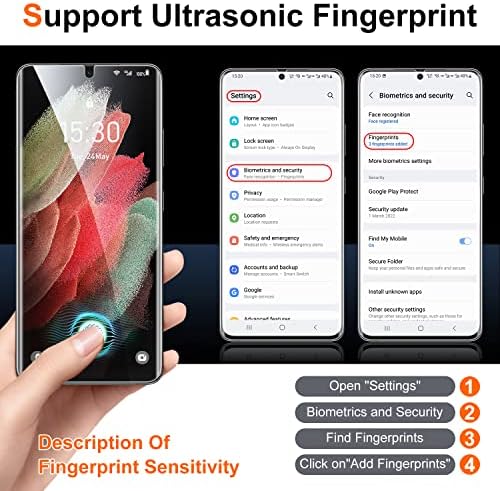 Unique za Samsung Galaxy S21 Ultra Screen Protector, 2 pakiranja 5G 6,8-inčni fleksibilni poklopac zaslona TPU-a i 2 pakiranja