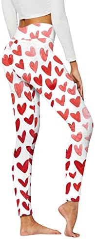 Oplxuo Womens Valentinovo Dan tajice Slatke gamaša za print Srce Skinny hlače za joga trčanje u teretani visoki struk s rastezljivim
