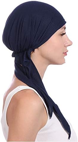 Ženske pamučne beanie turban šešir udobni muslimanski rastezanje turban šešir tanka glava omotana dugačka kosa Slouchy Chemo