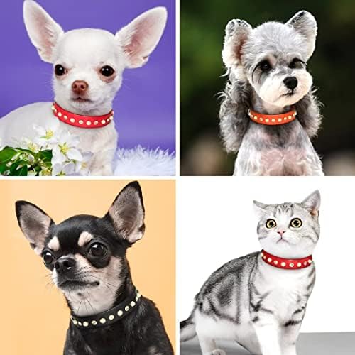 Beirui meka originalna kožna ogrlica za pse - koža za ogrlicu za pse s biserima i dijamantima usađena - podesivi teški ovratnici