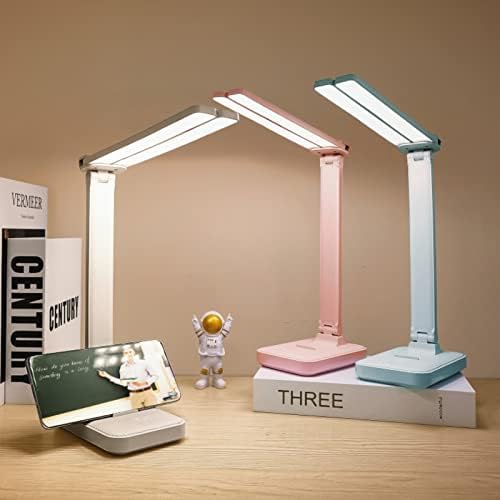 Bijela Stolna svjetiljka za kućni ured, prijenosna mala stolna svjetiljka s 3 načina osvjetljenja, punjiva stolna svjetiljka
