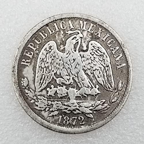 Antikni zanat 1872 meksički mesingani srebrni srebrni srebrni dolar strani srebrni dolar 093