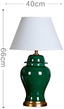 Xjjzs zelena stolna svjetiljka - keramička noćna lampica, ukrasna svjetiljka s bijelom sjedalom, bakreno sjedalo