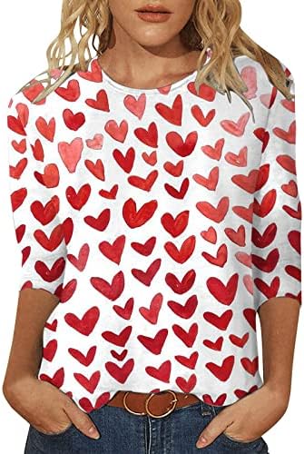 Valentinove košulje Žene Valentine grafičke košulje Ljubavno srce slovo Print Twishebin Crewneck Pulover vrhovi