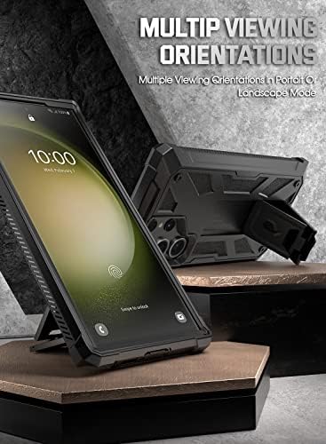 Poetični spartanski futrola za Samsung Galaxy S23 Ultra 5G 6,8 inča, ugrađeni zaštitni zaslon s ID-om otiska prsta, zaštitni