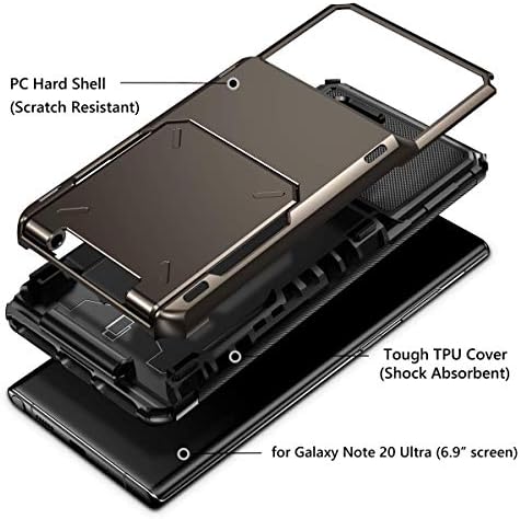 Vofolen za Galaxy Note 20 Ultra Case 5G novčanik s 4-karticama s poklopcem s poklopcem kreditne kartice utor za stražnji