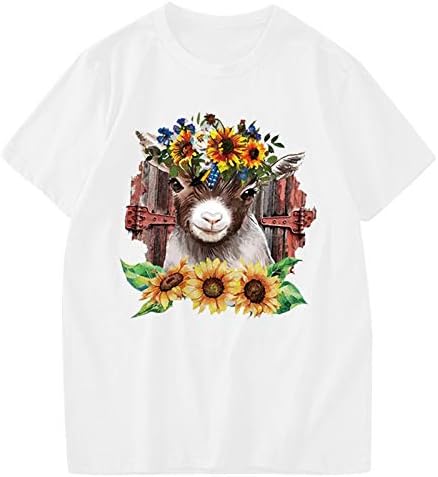 UIKMNH WOTENS TEES majica ležerna posada s kratkim rukavima u trendu ljetne košulje suncokreta