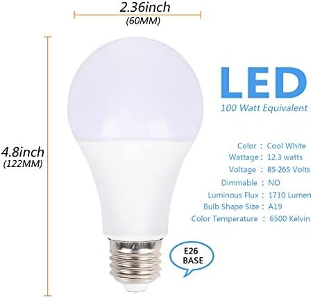 LED žarulje od 1719 1710 lumena ekvivalentne LED žaruljama od 100 vata, hladno bijela 6500 K 12,3 vata, standardna baza od