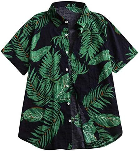 Vintage majice za muškarce prugaste kratke rukave Havajska košulja Ljetna gumba dolje majica opuštena prikladna ležerna plaža