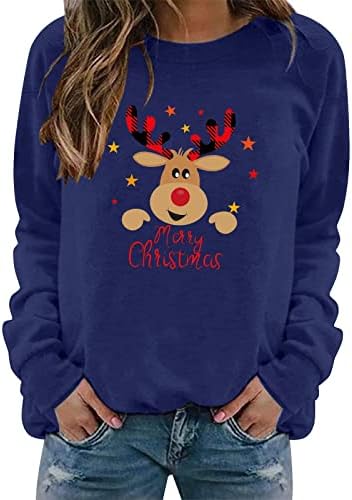 Božićni džemper ženska dukserica posada vrat dugi rukavi božićni džemper casual znoj vrhova kratka dukserica