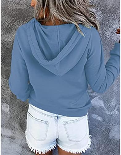 Ženske ležerne kapuljače pulover vrhovi lagane kočije dukseva dugih rukava padaju solidna boja džep odjeće