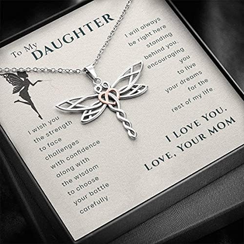 Nakit s porukama, ručno izrađena ogrlica - Prilagođena mojoj kćeri, živite svoje snove Dragonfly ogrlice | Poklon za kćer