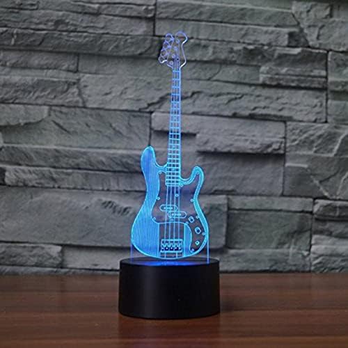 Superiorvznd 3D bas gitara noćni lagani stol za stol optičke iluzije svjetiljke 7/16 Svjetla za promjenu boja kuće ukrašavanje