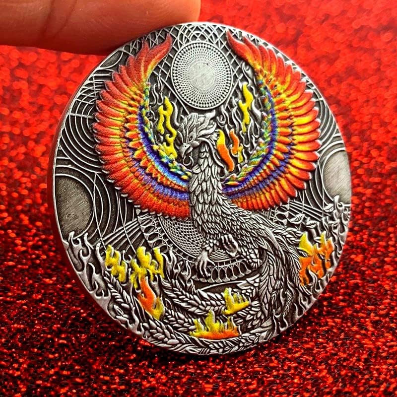 Phoenix nirvana ptica obojena životinjskom niknom drevnom srebrnom medaljom igra novčić magična kovanica zlato kovanica komemorativna