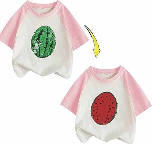 Toddler Kids Boys Boys Girls Pokloni za djecu Promjena flip šljokica majica lubenica vrhovi mališana Djevojka Djevojka kauzalni