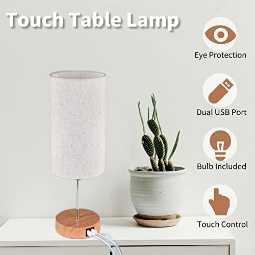 GZKPL TOUCH CONTROL LAMP, zatamnjena stolna svjetiljka s 2 USB port LED noćne ormariće za spavaće sobe SARVE URED ZA KUĆU,