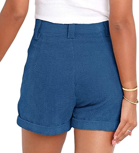 Lensse ženske kratke hlače visoki struk s džepovima kopča solidne trendovske ležerne meke solidne plaže kratke hlače