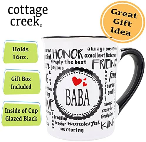 Šalica Cottage Creek Baba, 16 oz. Keramička šalica za kavu Baba, Pokloni za baku Babu, Pokloni za Babu