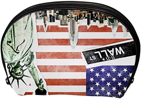 Mala torba za šminkanje, kozmetički organizator za žene s patentnim zatvaračem za žene i djevojke, retro američke zastave