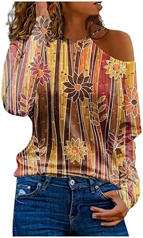 Ženske Ležerne košulje dugih rukava s ramena 2023 cvjetni Print Okrugli vrat plisirane manžete široke bluze vrhovi