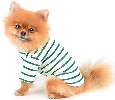 Modna majica za male pse Na pruge sa slatkim medvjedom proljetna ljetna odjeća za štenad mekani udobni kostim za mačke zelena,