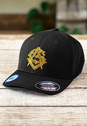 Zlatni kvadrat i kompas vezeni masonski flexfit odrasli cool i suhi sportski šešir