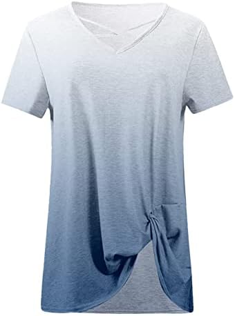 Bluza majica za Tinejdžerke Jesen ljeto pamuk kratkih rukava duboki izrez u obliku slova u grafički zavoj labav fit majica