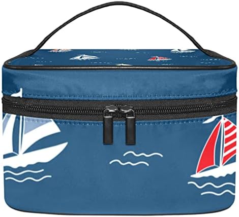 Nautical Boat Plava torba za šminkanje za žene djevojke, kozmetička torba za torba za šminku